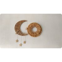 Wicker Moon Wall Decor For Nursery, Neutral Nursery Decor, Wall Hanging Basket With Rafia, Personalized Gifts Children | Etsy (US)