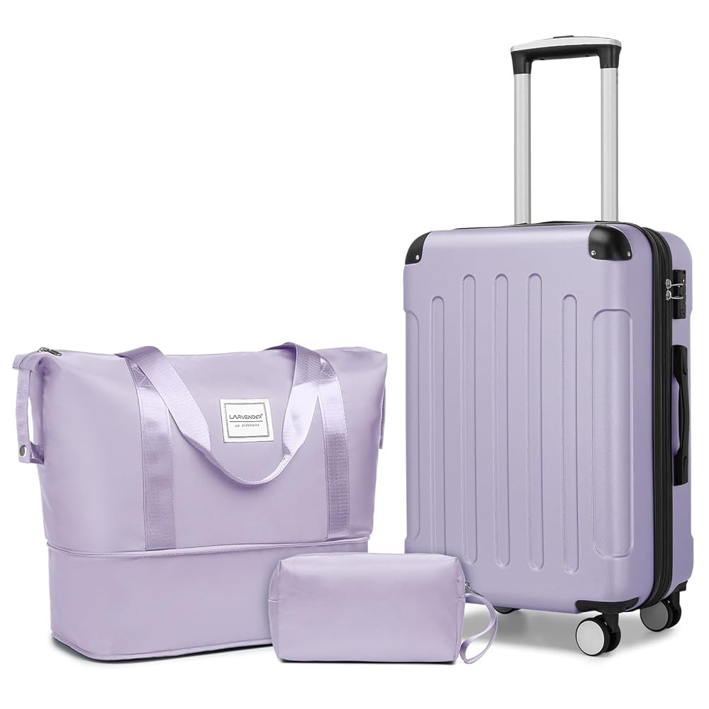 LARVENDER Luggage Sets 3 Piece, Expandable Carry on Luggage 22x14x9 Airline Approved Hardshell Su... | Amazon (US)