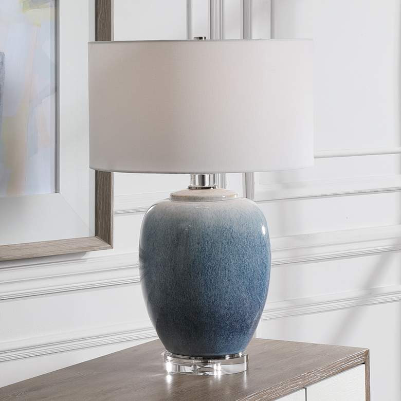 Uttermost Blue Waters 26 1/2" High Ombre Light Blue Ceramic Table Lamp - #566F0 | Lamps Plus | Lamps Plus