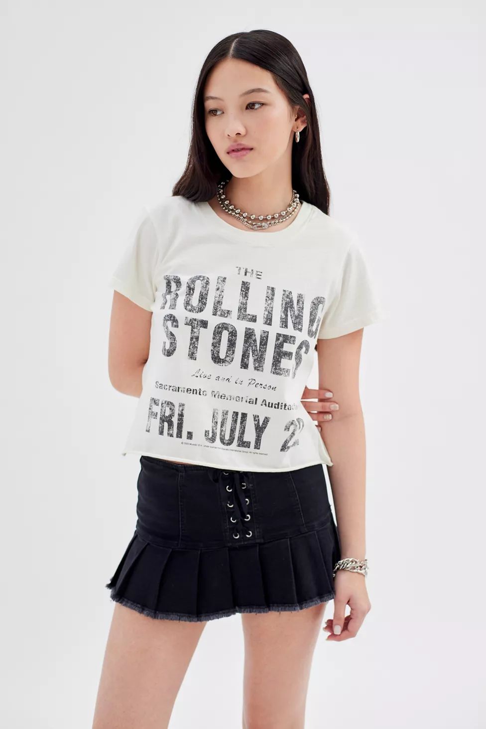 The Rolling Stones Raw Hem Baby Tee | Urban Outfitters (US and RoW)