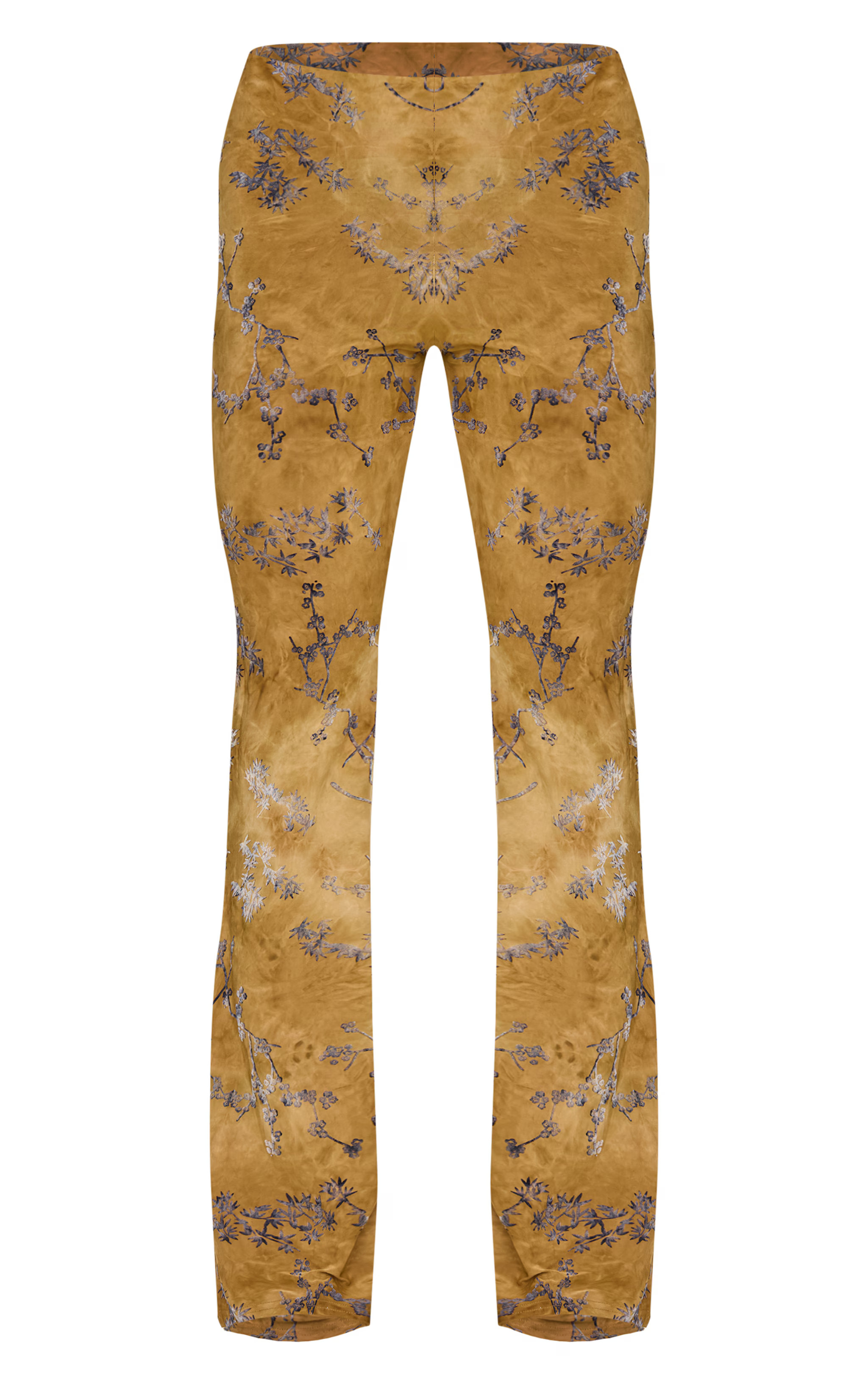 Olive Floral Print Devore Slim Flare Pants | Co-ords | PrettyLittleThing US