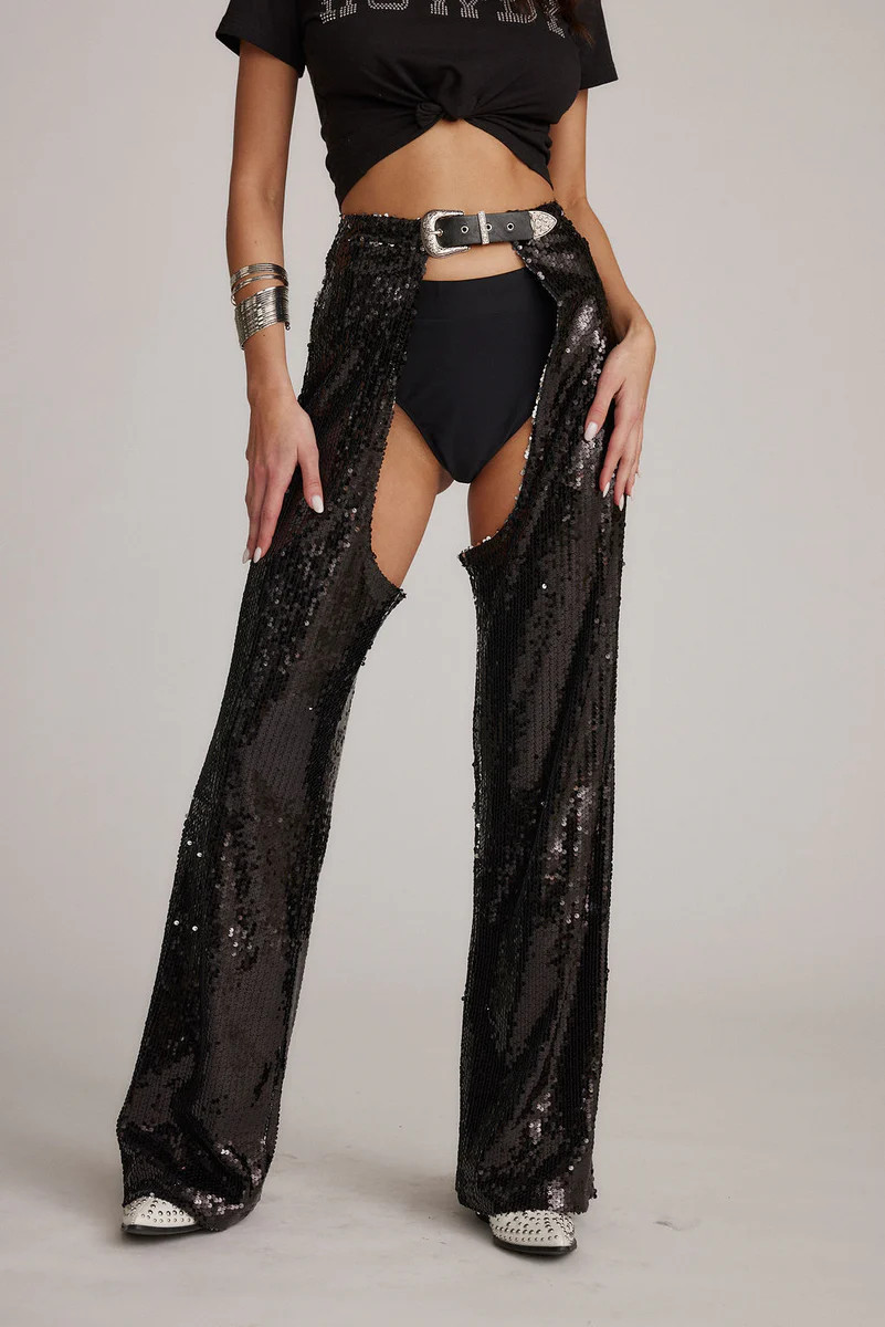 Hartley Black Sequin Chaps | 12th Tribe