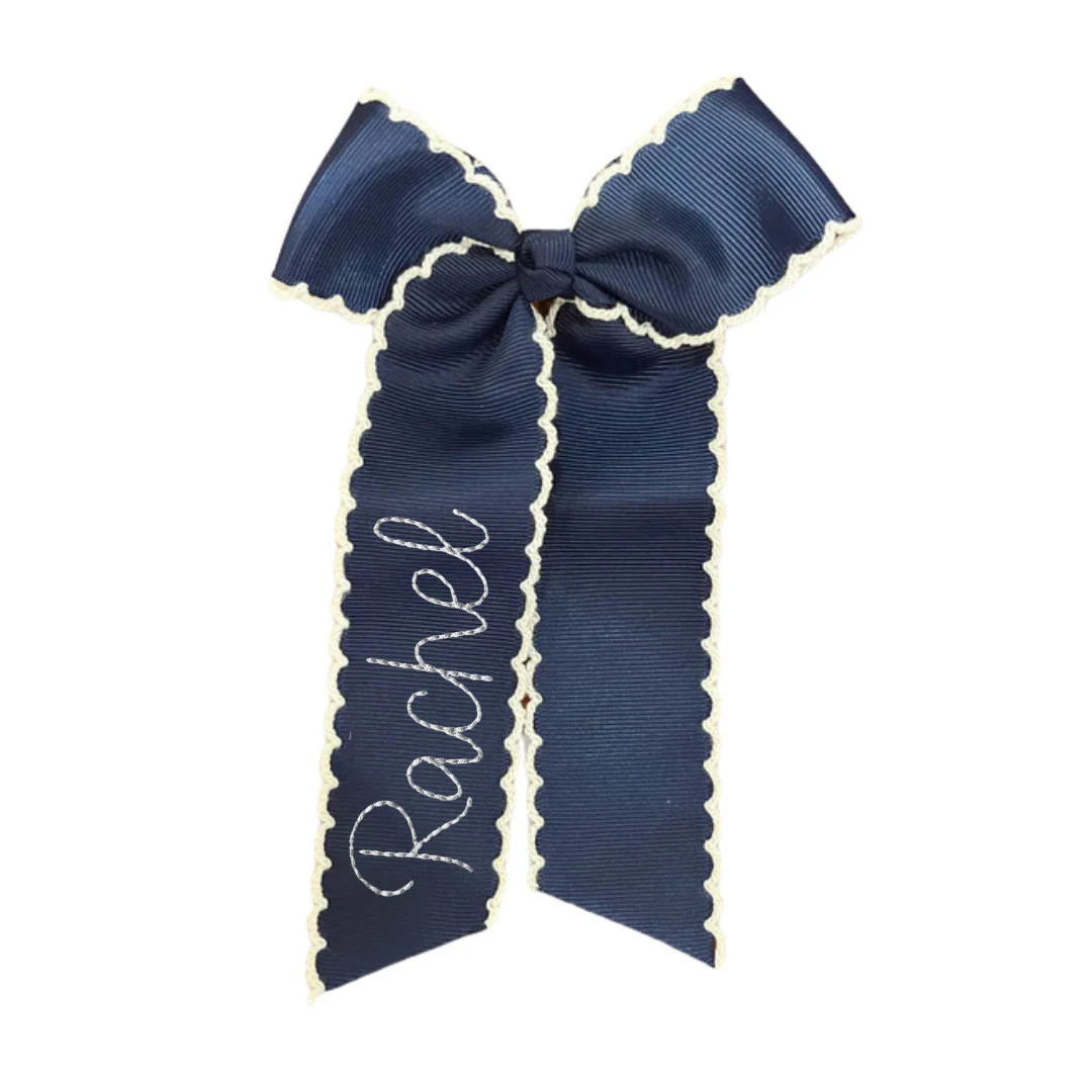 Personalized Moonstitch Hairbow, Personalized Hand Stitched Name Bow, Monogram Cheer Bow, Embroid... | Etsy (US)