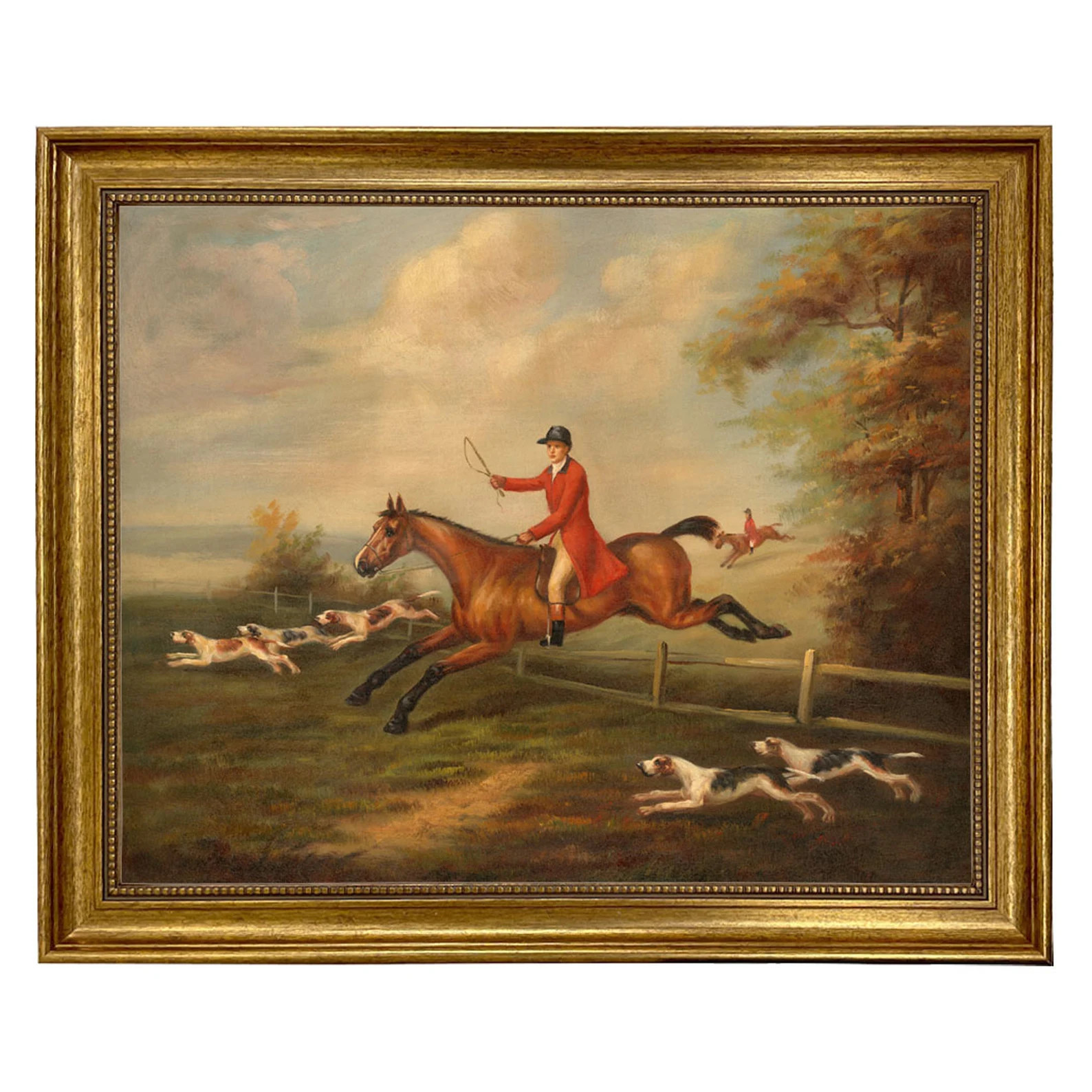 Fox Hunting Scene After J.N. Sartorius Framed Oil Painting Print on Canvas, Framed Equestrian Pri... | Etsy (US)