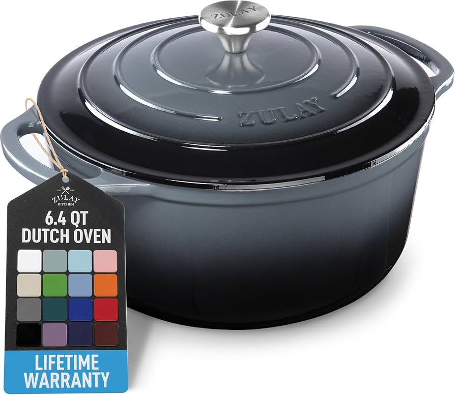 Zulay Kitchen 6.4QT Enameled Cast Iron Dutch Oven Pot with Lid, Heavy-Duty Soup Pot for Stews, Br... | Amazon (US)
