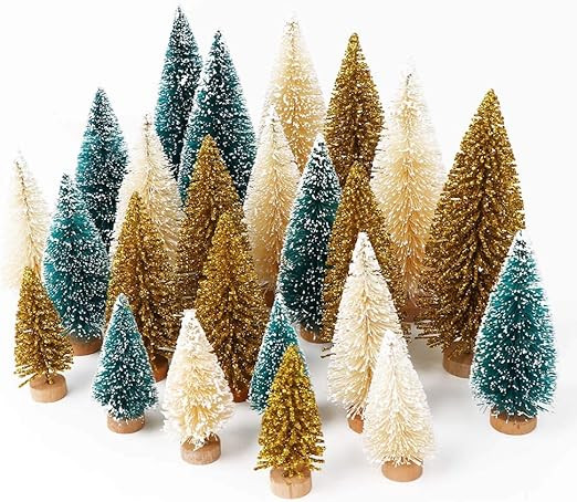 AerWo 24PCS Artificial Mini Christmas Trees, Upgrade Bottle Brush Trees Christmas Village Trees w... | Amazon (US)