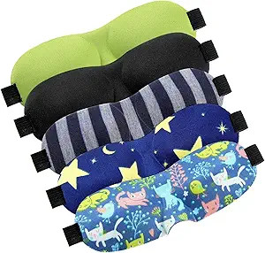 5 Pieces 3D Sleep Eye Mask for Kids Contoured Cup Sleeping Mask Comfortable Eye Cover with Adjust... | Amazon (US)