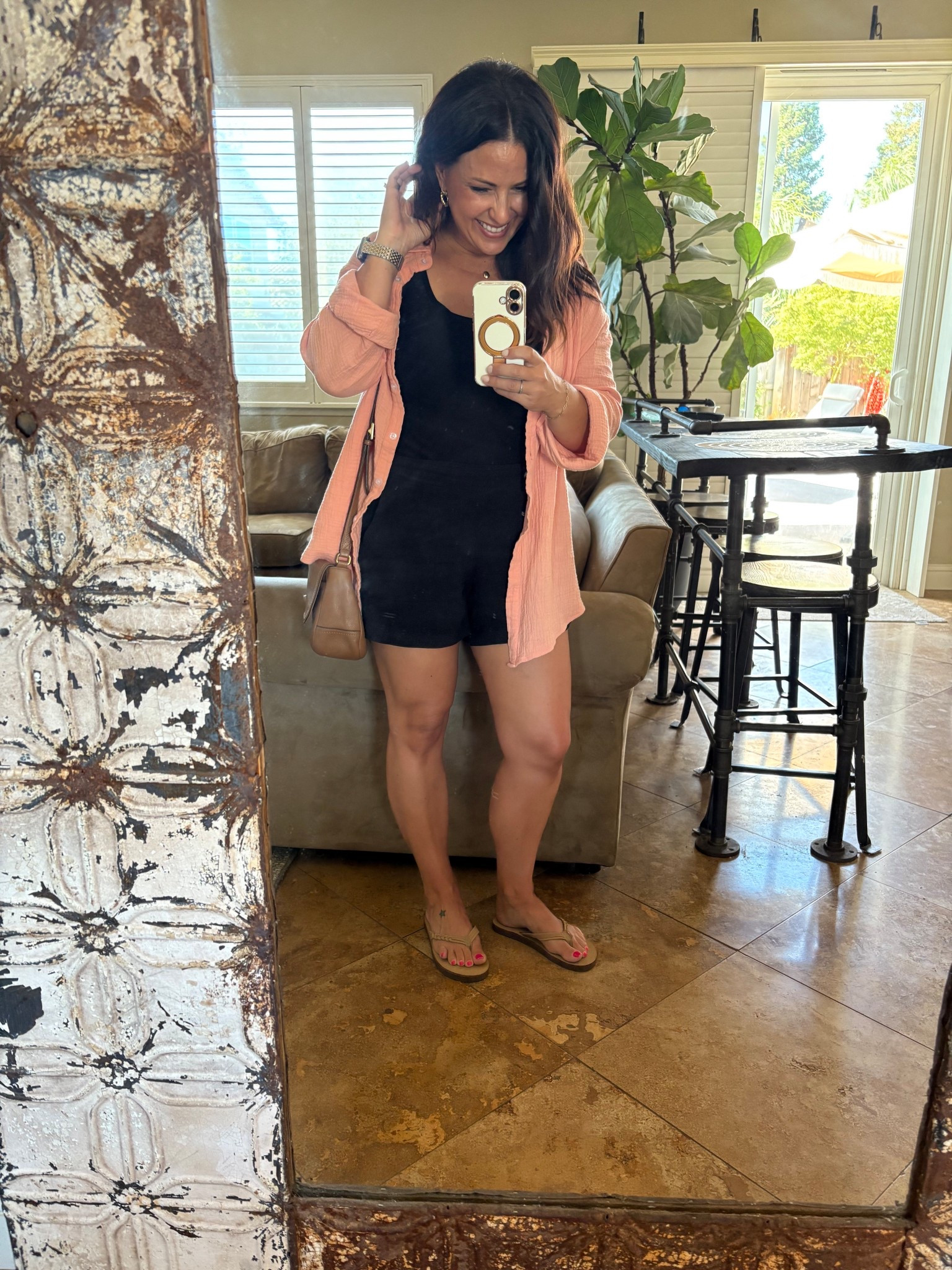 Added a gauze linen shirt to my basic tank and shorts look. It’s hot today!

#LTKPetite #LTKOver40 #LTKTravel