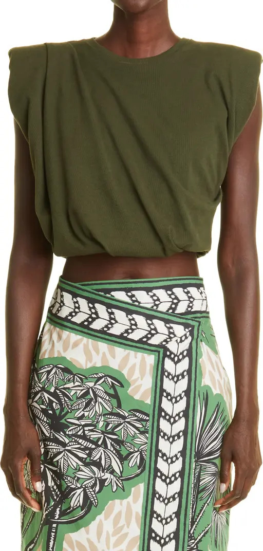 Legendary Padded Shoulder Ribbed Crop Stretch Cotton Tank | Nordstrom