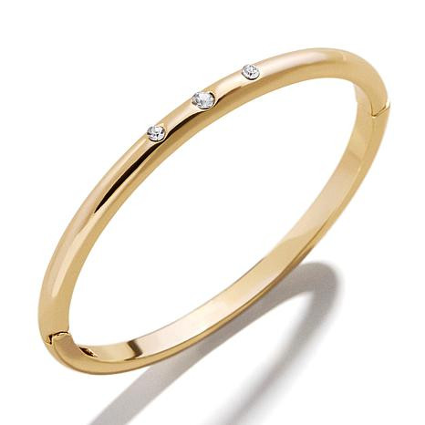 BAUBLEBAR Destiny Goldtone Clear Stone Hinged Bangle Bracelet | HSN