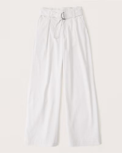 Linen-Blend Pull-On Wide Leg Pants | Abercrombie & Fitch (US)