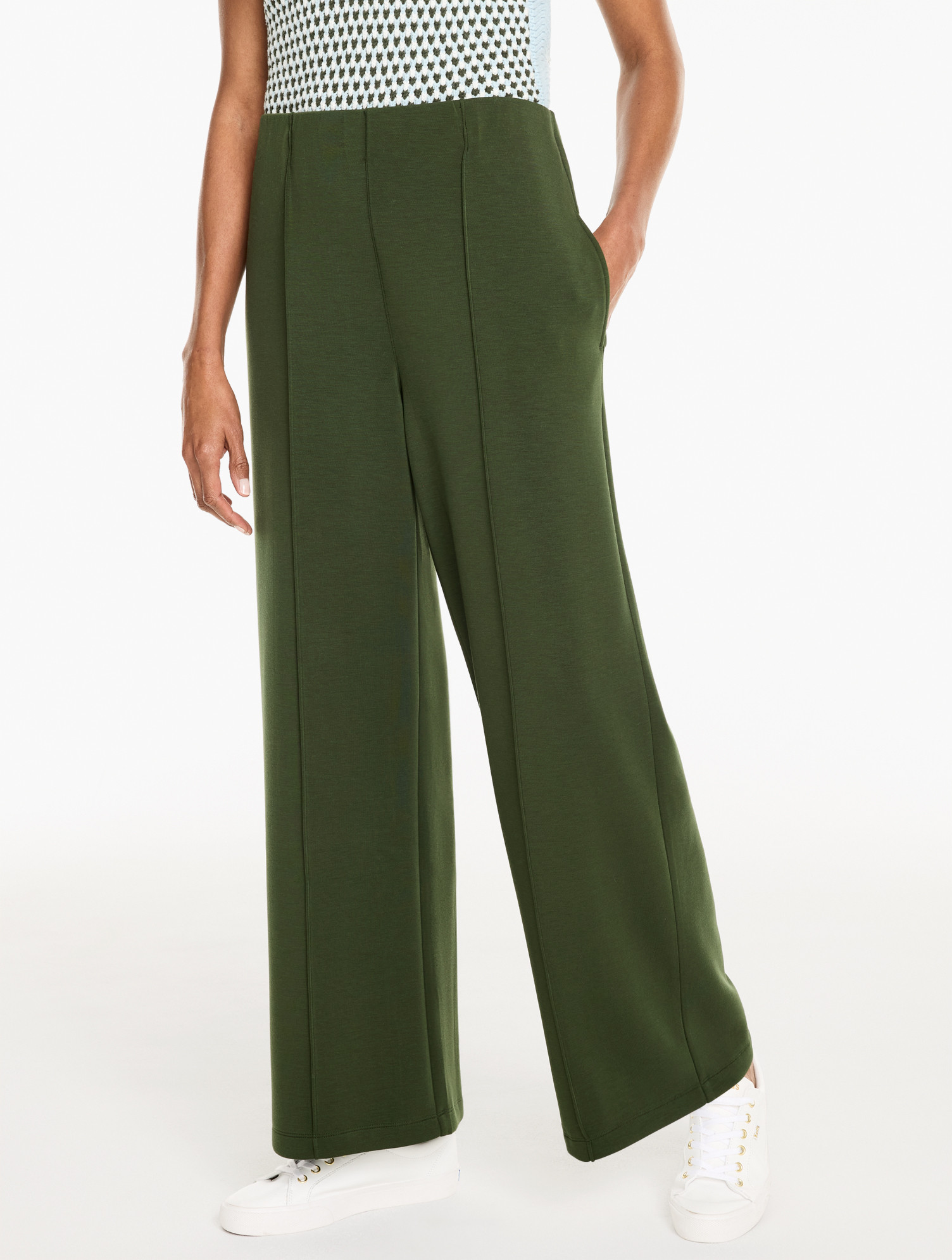 Petite - AirKnit Stretch Hollywood Waist Wide Leg Pants - Nori - 2XS Talbots | Talbots