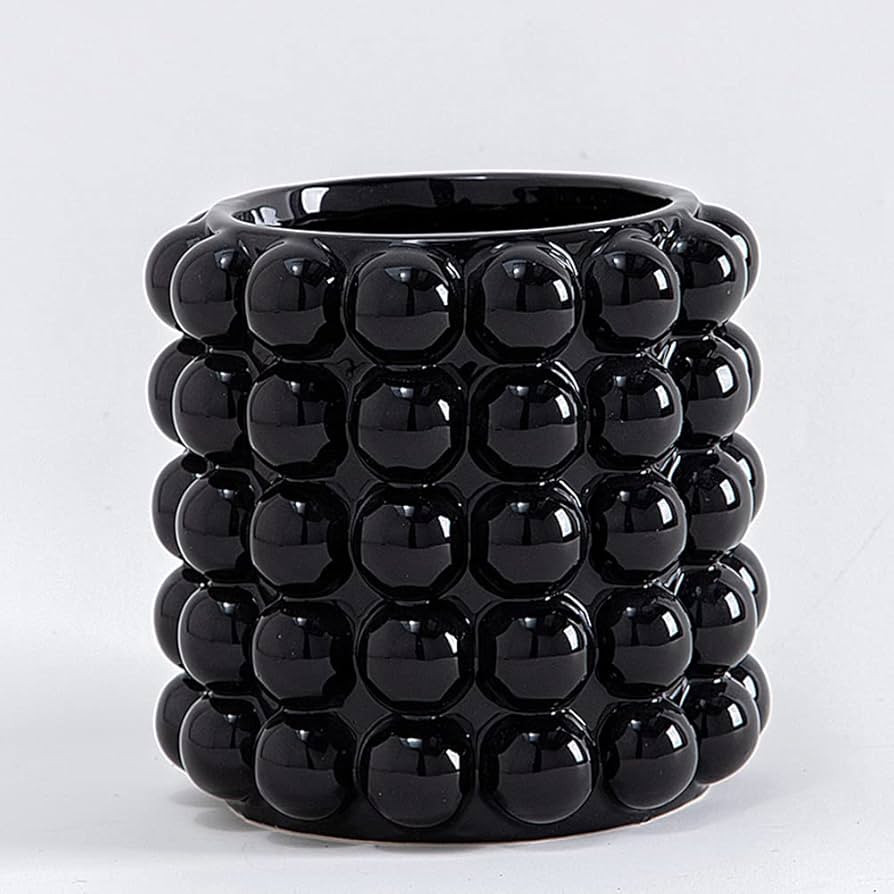 Anding Black Clay Vase with Pampas Grass Design for Boho Home Decor (A9902S) | Amazon (US)