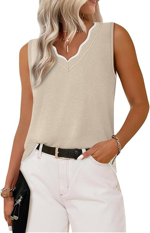 WIHOLL Womens V Neck Lightweight Sweaters Vest Dressy Casual Trendy Tank Tops All-Season Cozy Out... | Amazon (US)