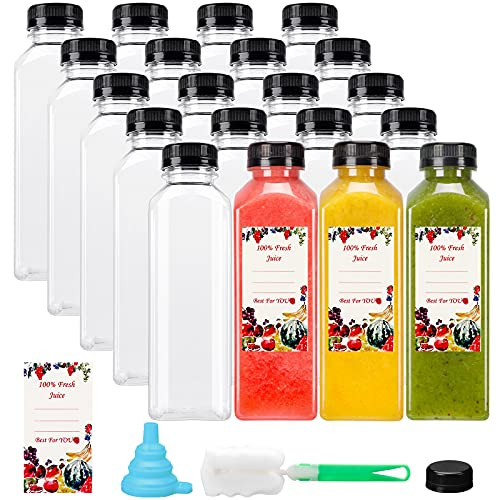 SUPERLELE 36pcs 12oz Empty Plastic Juice Bottles with Caps, Reusable Water Bottles, Clear Bulk Dr... | Amazon (US)