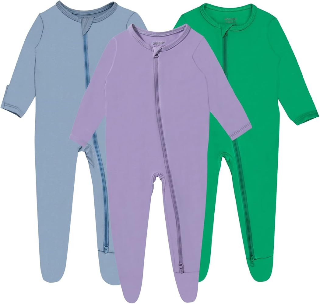 Baby Boy Footed Pajamas with Mittens,Rayon Made from Bamboo Sleepers, 2 Way Zipper Long Sleeve Pj... | Amazon (US)