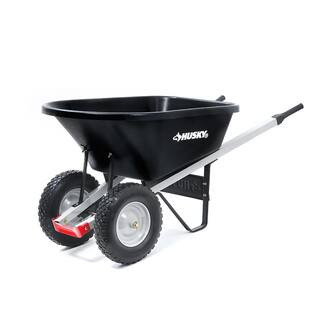 Husky 6 cu. ft. Dual-Wheel, Poly Wheelbarrow with 8 in. Flat-Free Tires 6CUwheelbarrow - The Home... | The Home Depot