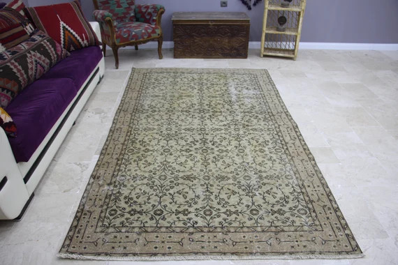Turkish Rug Beige Rug Bedroom Rug  Vintage Rug 5.1 X 9.0 Ft - Etsy Canada | Etsy (CAD)