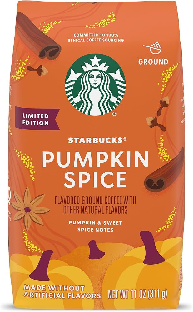 Starbucks Ground Coffee, Pumpkin Spice Naturally Flavored Coffee, 100% Arabica, Limited Edition, ... | Amazon (US)