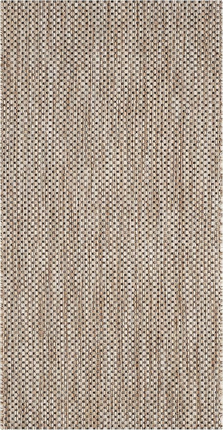SAFAVIEH Courtyard Collection Accent Rug - 4' x 5'7", Natural & Black, Non-Shedding & Easy Care, ... | Amazon (US)