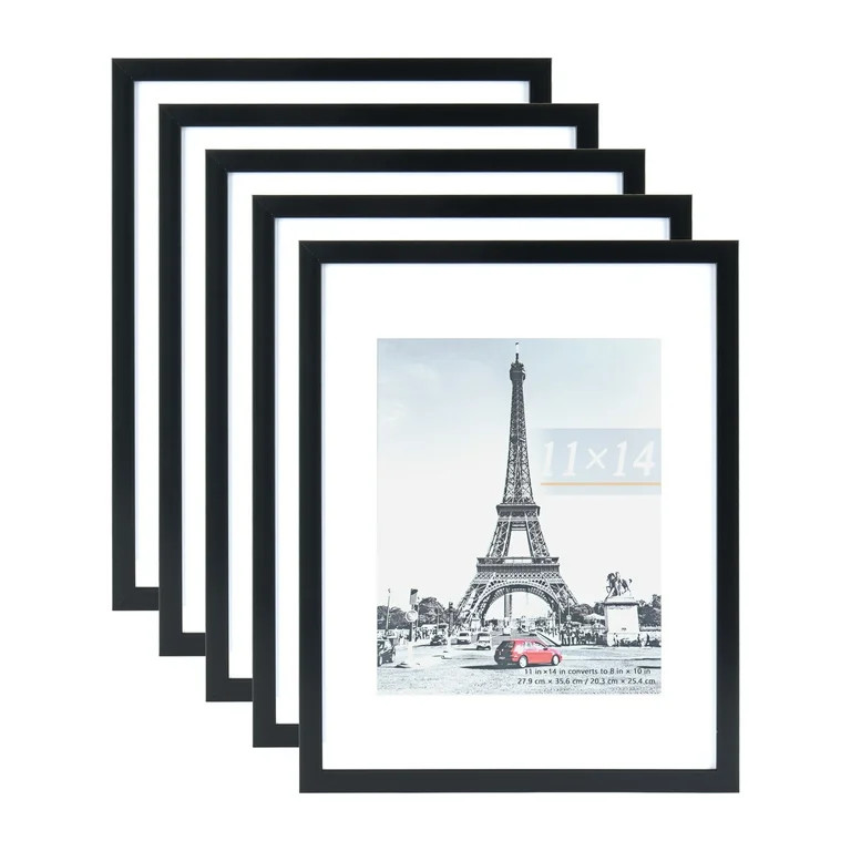 Scholartree 5-in-1 Contemporary Gallery Picture Frame Set, 11 x 14 Wall Picture Frames, Black | Walmart (US)