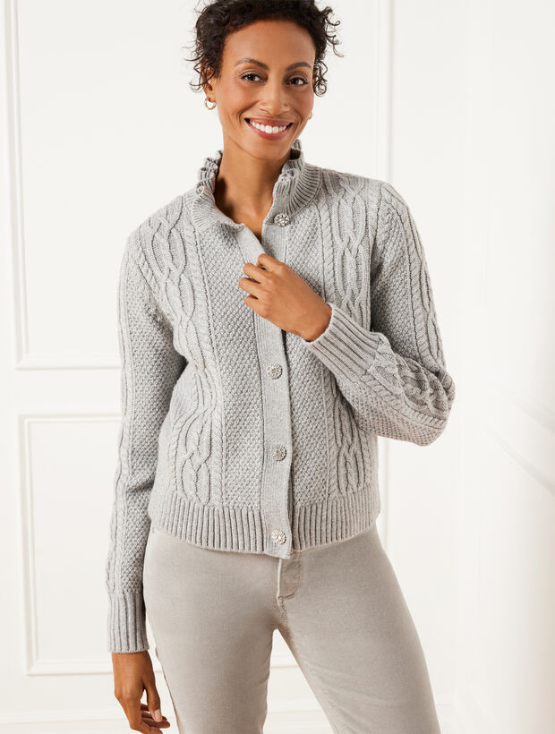 Ruffle Mockneck Cardigan | Talbots