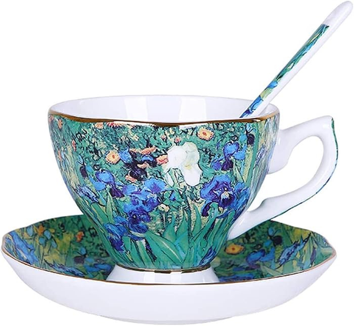 Eplze YBK Tech Bone China Cup and Saucer Set, 7oz Tea Cup - Design Inspired by Van Gogh's Paintin... | Amazon (US)