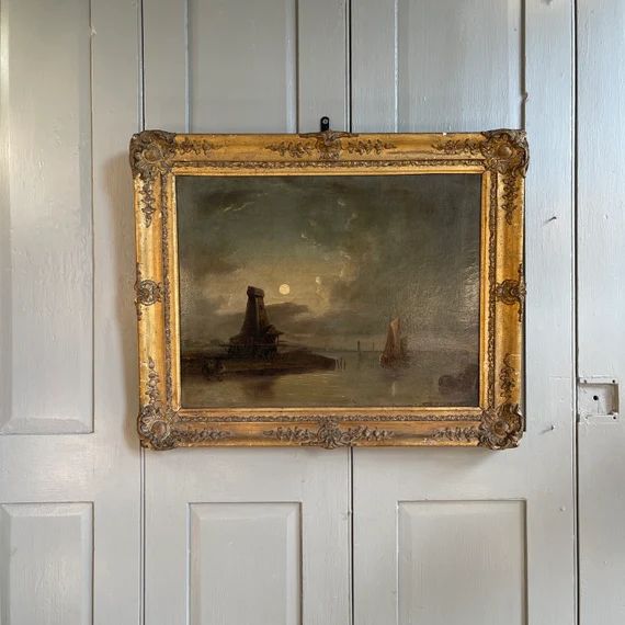 Antique Marine Seascape Oil Painting of Dutch Sailing Barge - Etsy | Etsy (US)