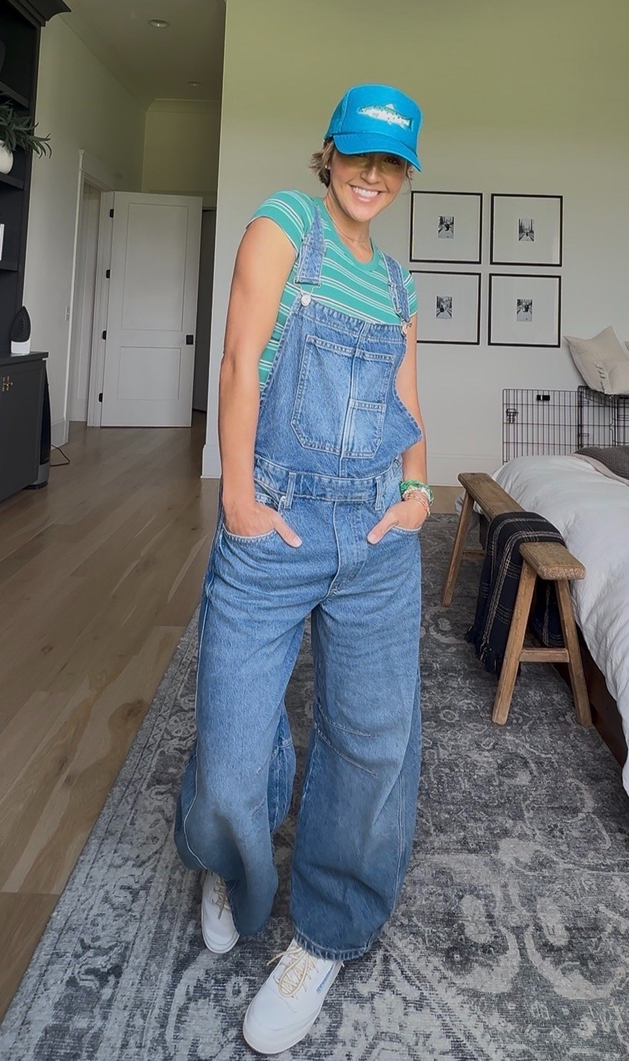 Sized up to a medium in these overalls from Free People, wearing size small in the top.

#LTKootd #LTKmomlife #LTKOver40