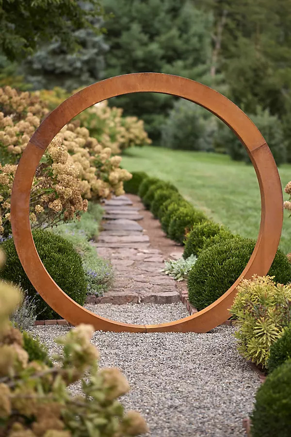 Weathering Steel Moon Gate in Beige, Size: 87" at Terrain | Terrain