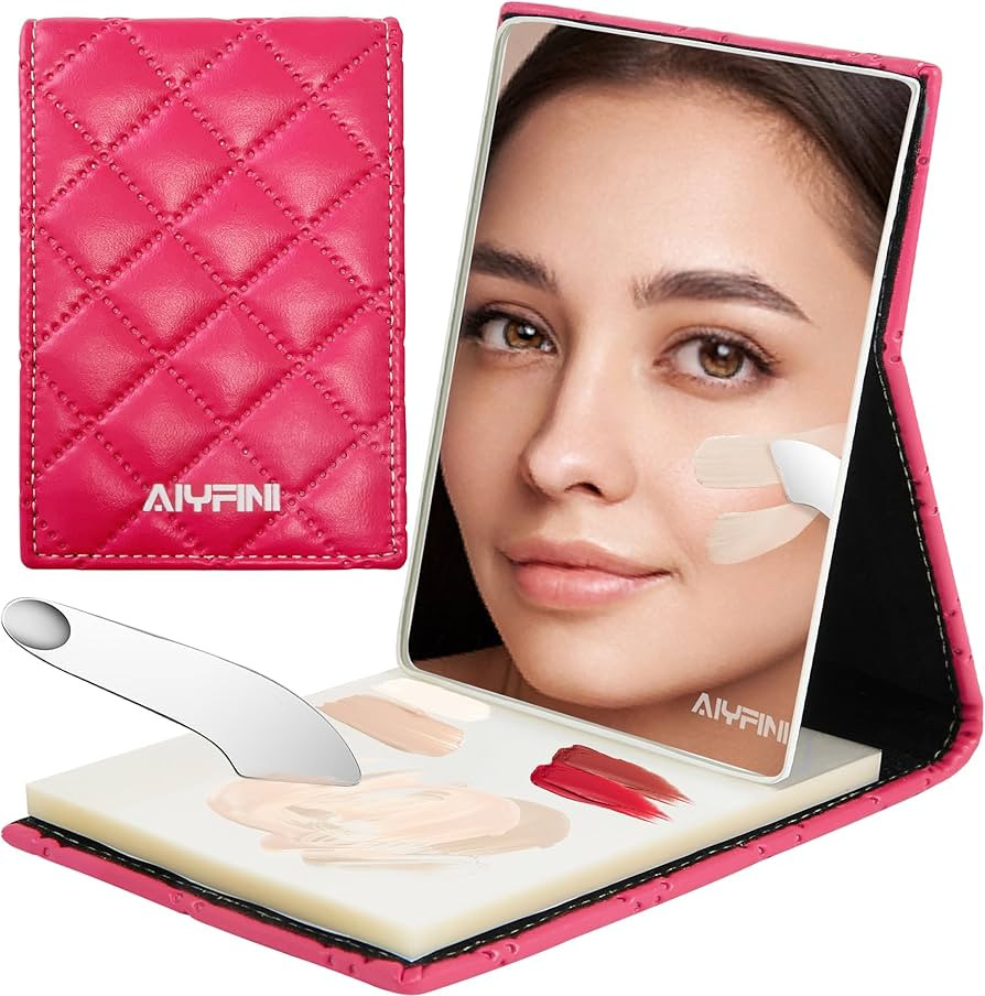 Foundation Cream Makeup Mixing Palette Kit/Alyfini Small Travel Mirror, 100 Disposable Palette Pa... | Amazon (US)