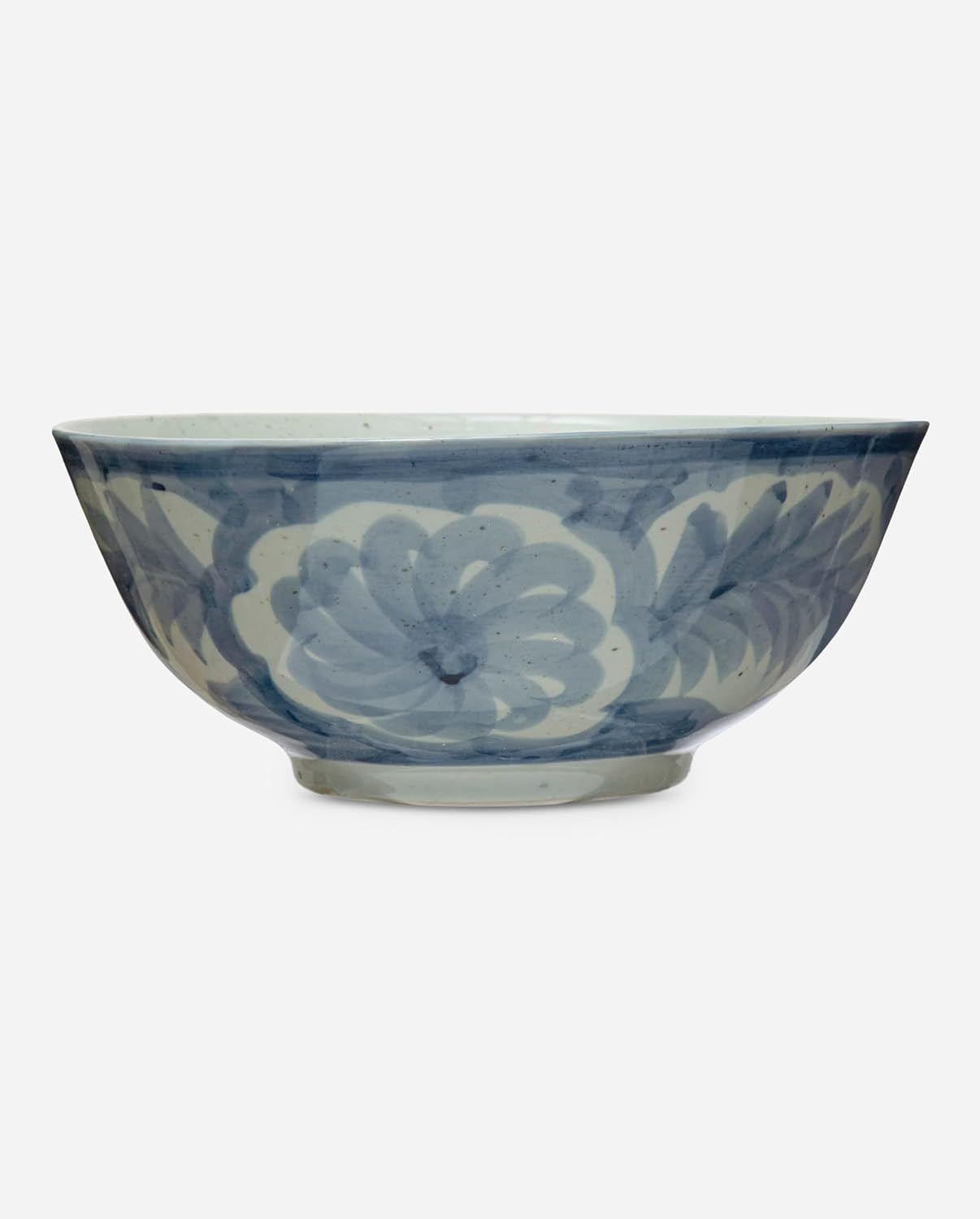 Creative Co-Op Hand Painted Stoneware Floral Design, Blue and White Bowl | Amazon (US)