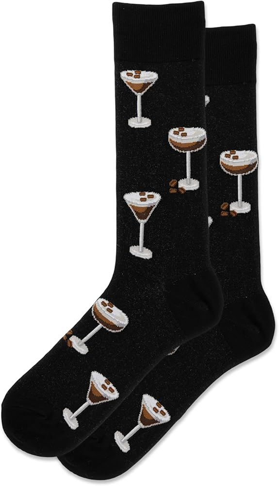 Hot Sox Men's Espresso Martini Crew Socks 1 Pair, Black, Men's 10-13 | Amazon (US)