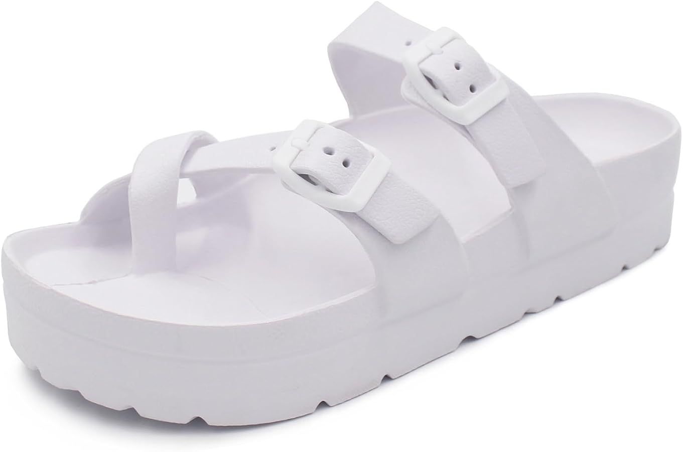 Women's Platform Sandals with Arch Support Comfortable Adjustable Buckle Slides Lightweight Summe... | Amazon (US)
