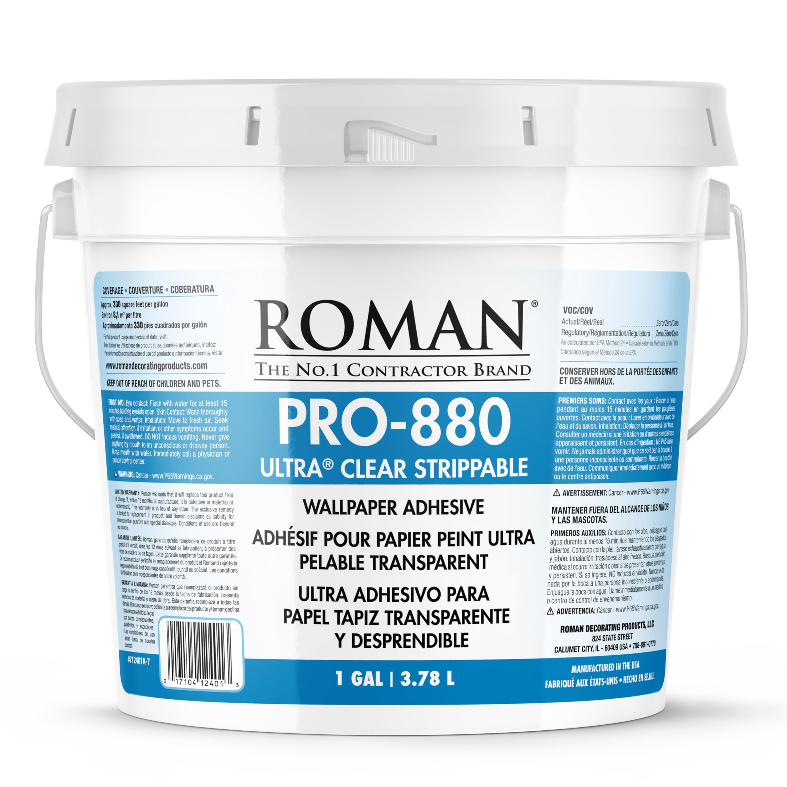Roman PRO-880 Wallpaper Adhesive & Paste for Any Wallcovering - Ultra Clear Strippable, 1 Gallon(... | Amazon (US)