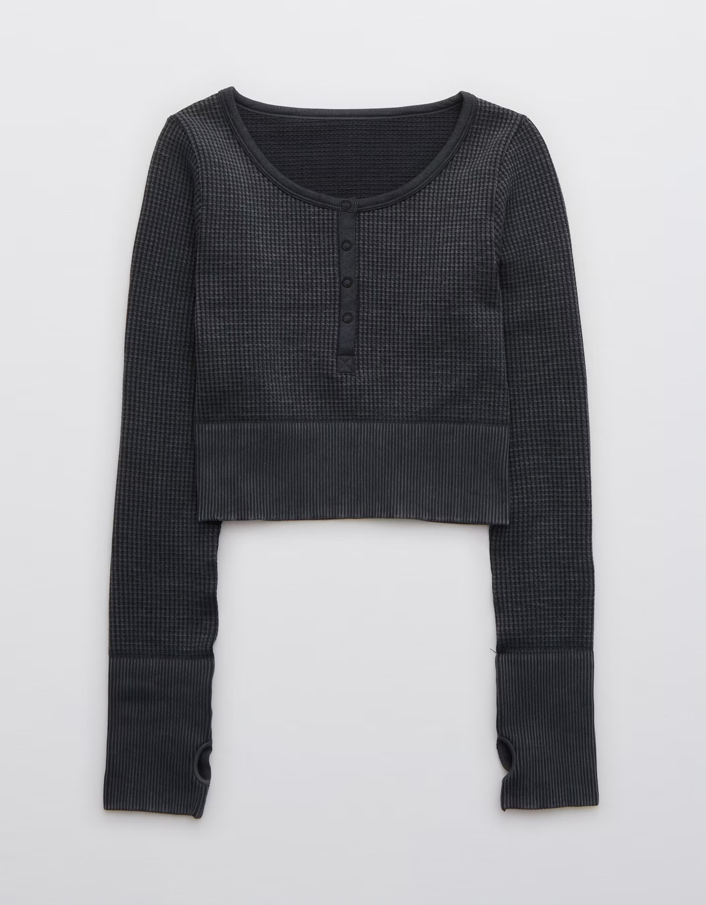 OFFLINE Main Squeeze Seamless Waffle Cropped Henley T-Shirt | American Eagle Outfitters (US & CA)