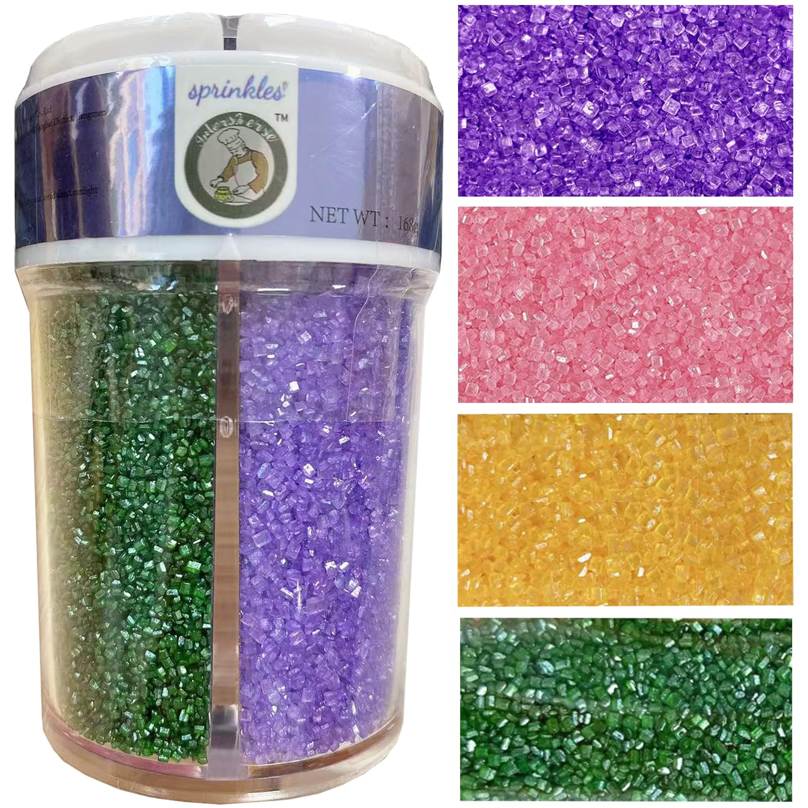 Sentovac 4-Colors Sanding Sugar for Baking Edible Sparkling Sugar Sprinkles Coarse Sugar Crystals... | Amazon (US)