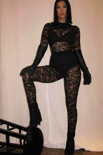 Kourtney Kardashian Barker Lace Long Sleeve Catsuit | Boohoo.com (US & CA)