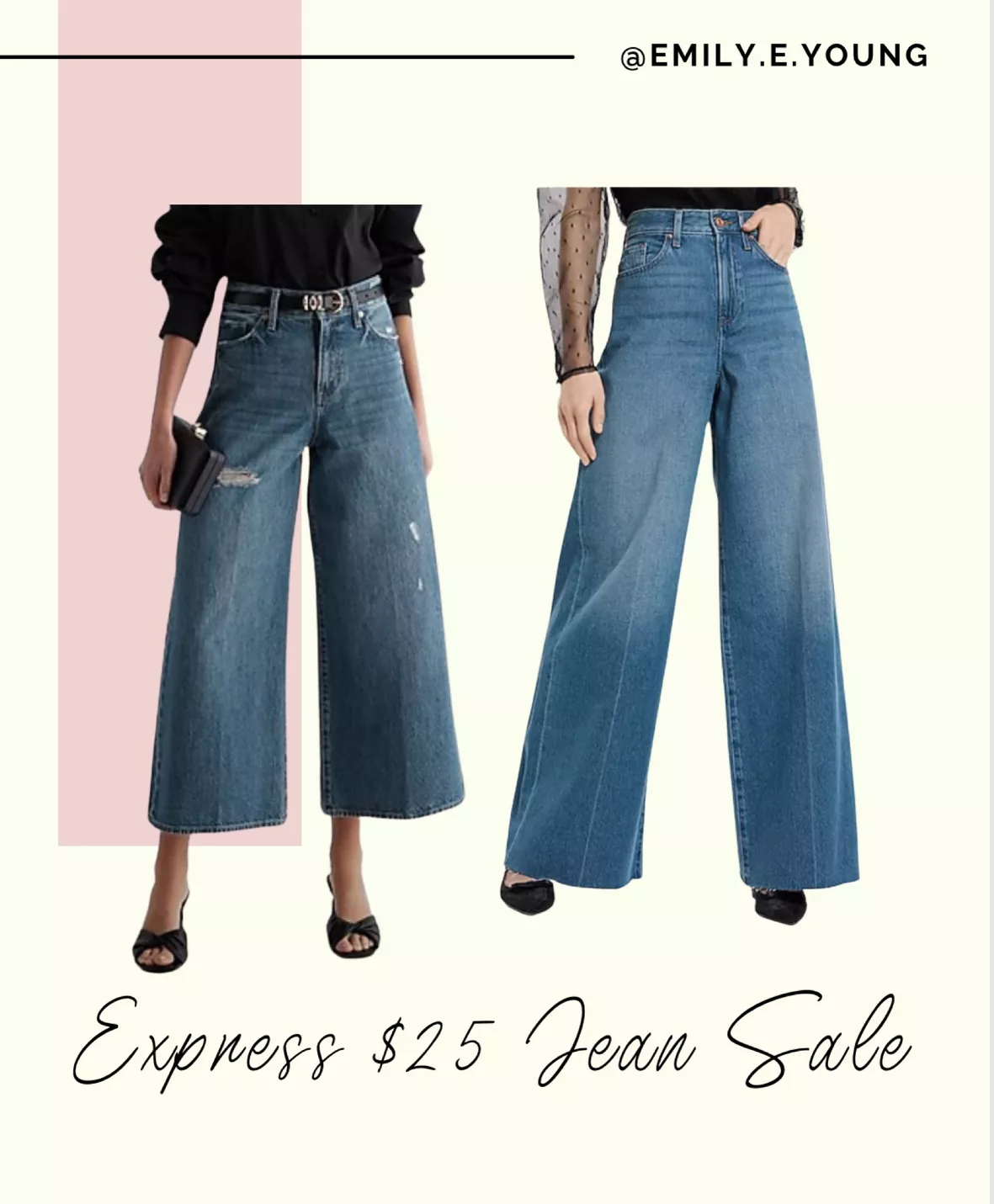 Express, High Waisted Medium Wash Wide Leg Jeans in Medium Wash