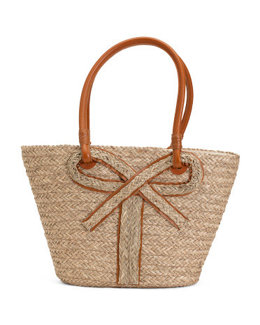 Water Hyacinth Woven Bow Tote | TJ Maxx