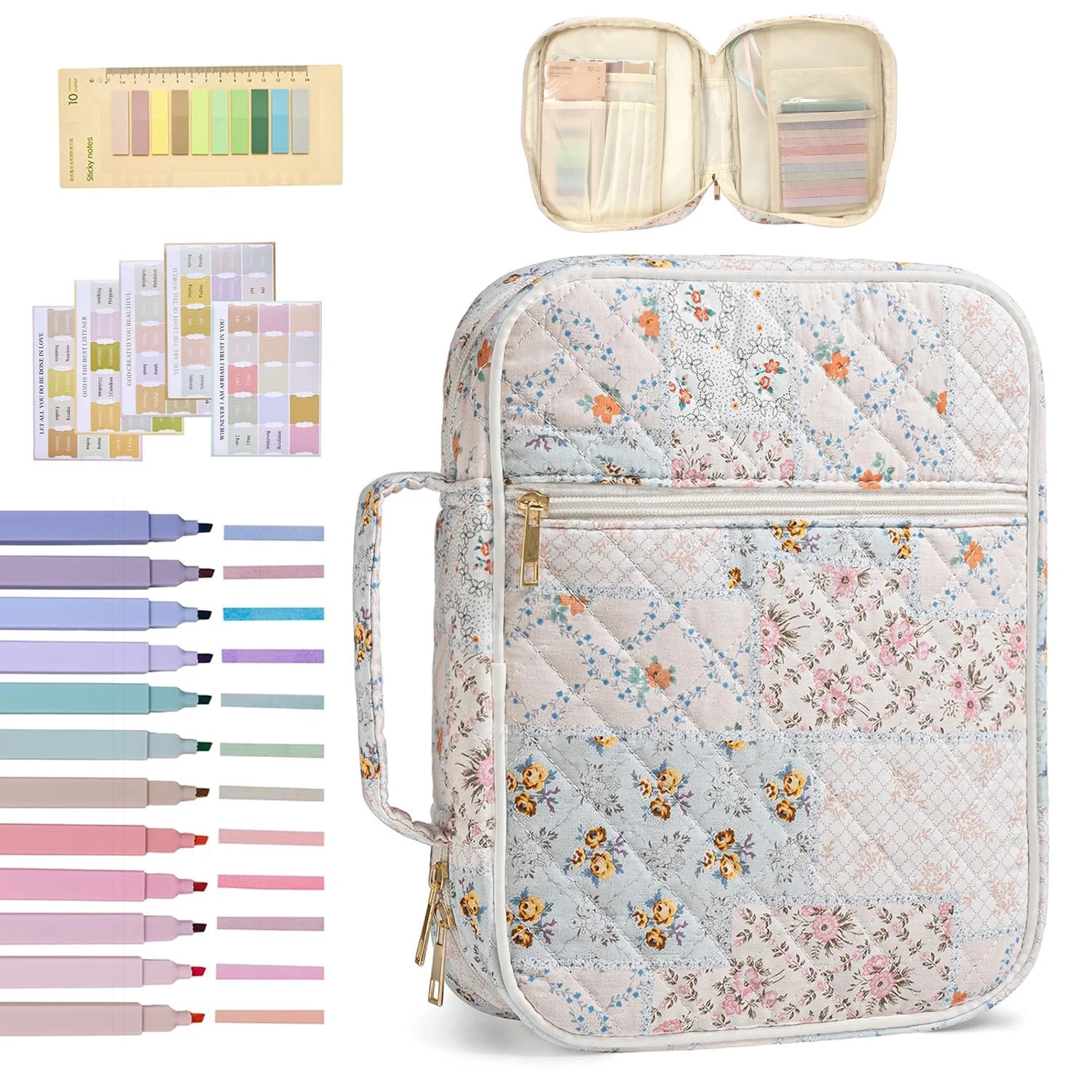 Spliced Floral Large Bible Cover Case with Index Tabs for Women, Carrying Quilted Tote Bags with ... | Walmart (US)