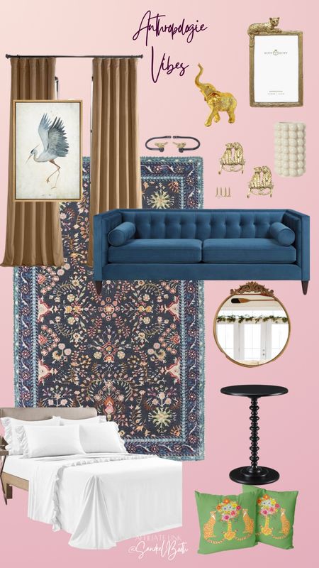 Anthropologie home lookalikes
Living room rug, king size ruffle sheets, accent table, round mirror, velvet sofa, velvet curtains 

#LTKfindsunder50 #LTKstyletip #LTKhome