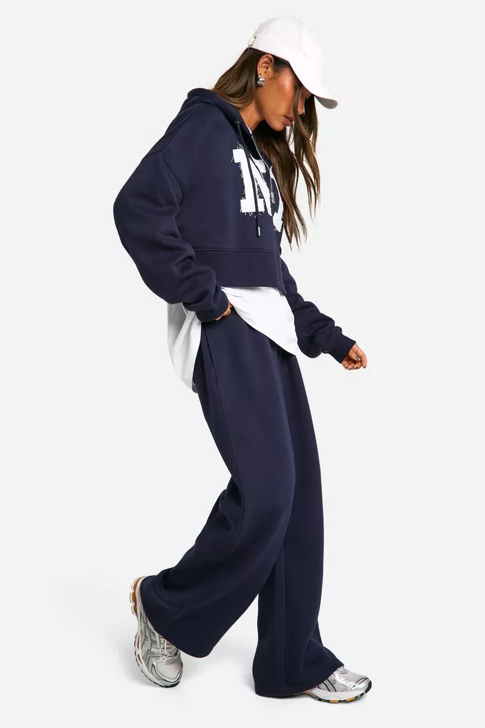 NY Self Fabric Applique Straight Leg Jogger | boohoo (US & Canada)