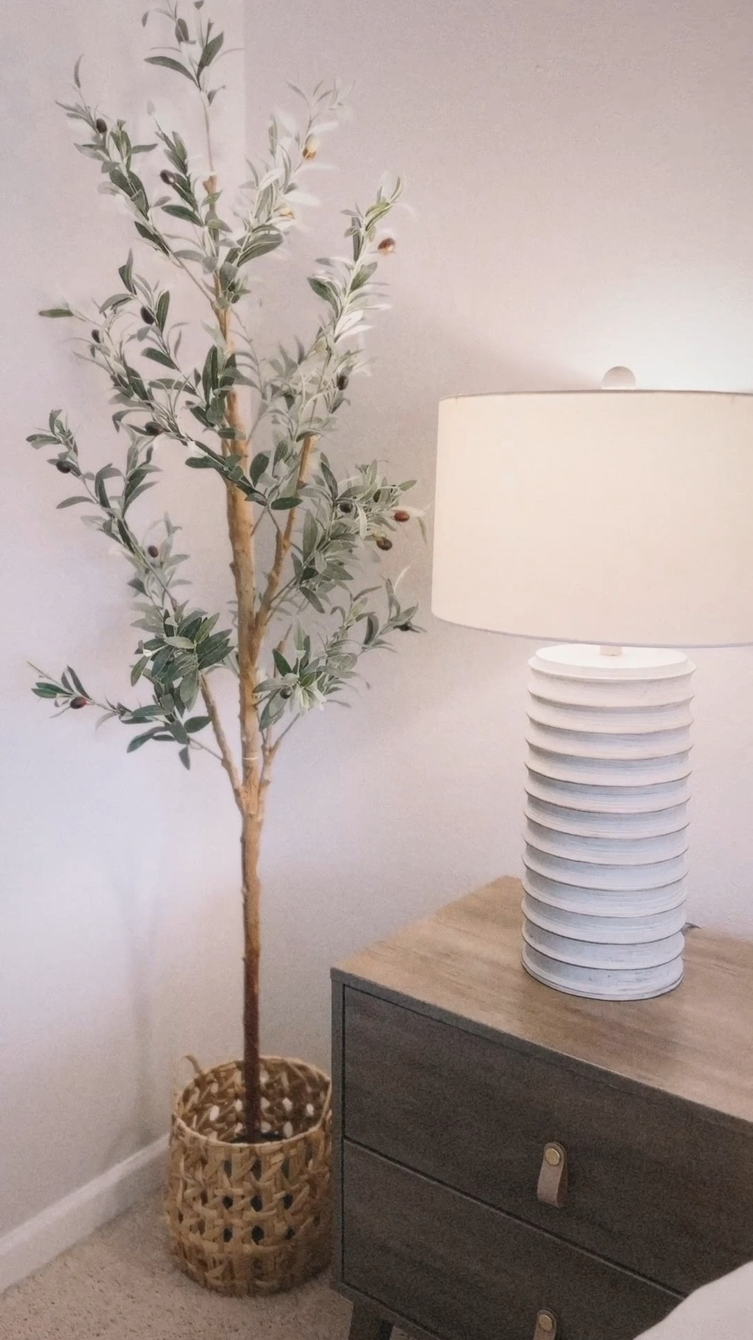 little cozy corner vibes ✨ loving how the faux olive tree + neutral tones make this space in my bedroom feel calm and inviting. 

#LTKFamily #LTKFindsUnder50 #LTKHome