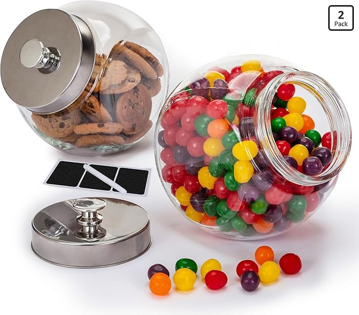 1 Gallon Large Glass Cookie Jars for Kitchen Counter + Marker & Labels - Food Storage Canisters w... | Amazon (US)