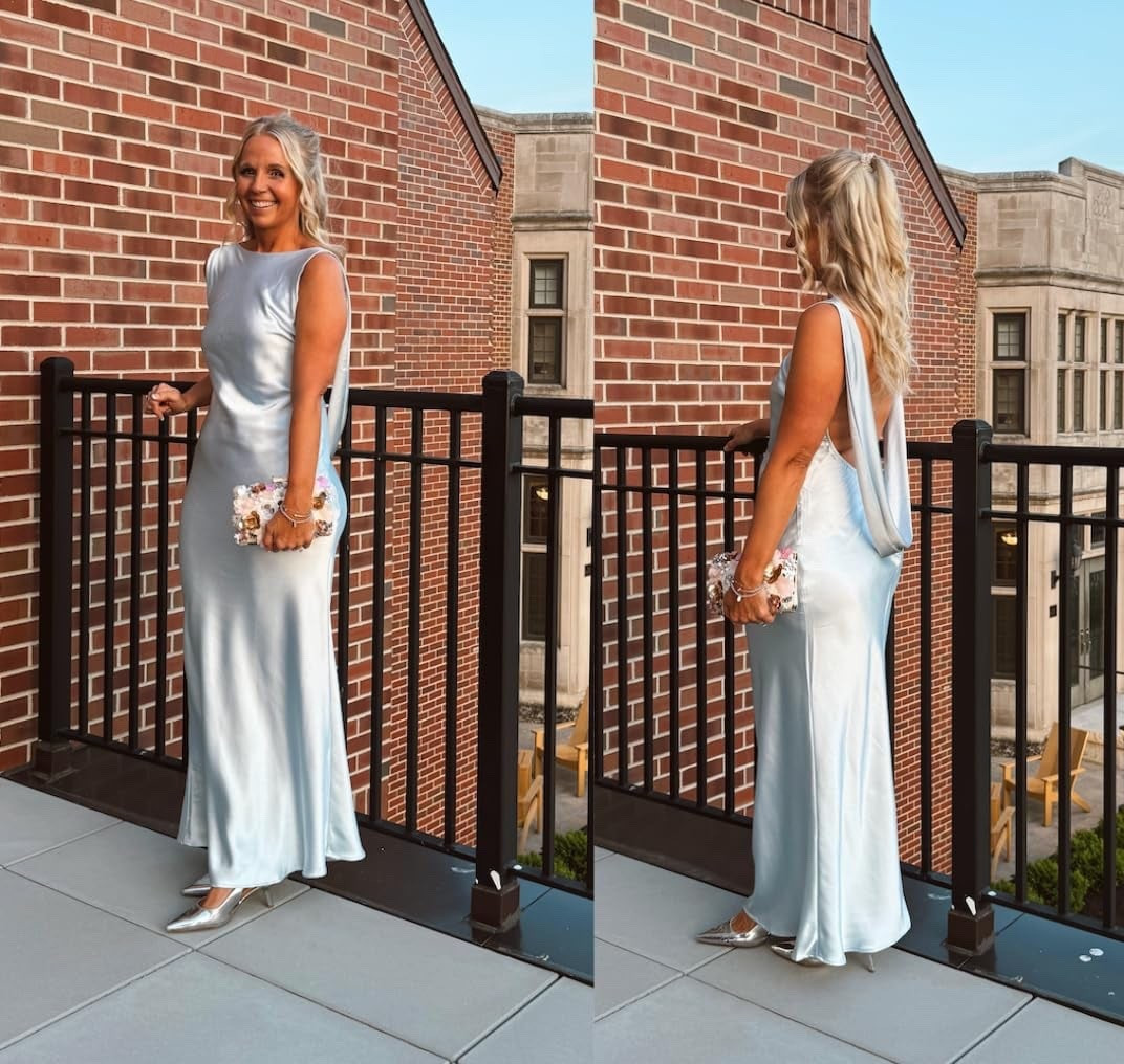 Dressed up for a wedding, this elegant maxi dress is both sophisticated and comfortable. Paired with kitten heels and a beaded scrunchy, it's the perfect choice for a special occasion. Looking for more stylish and comfortable options? I'm wearing a large. All available from Amazon. 

#LTKWedding #LTKootd #LTKOver40