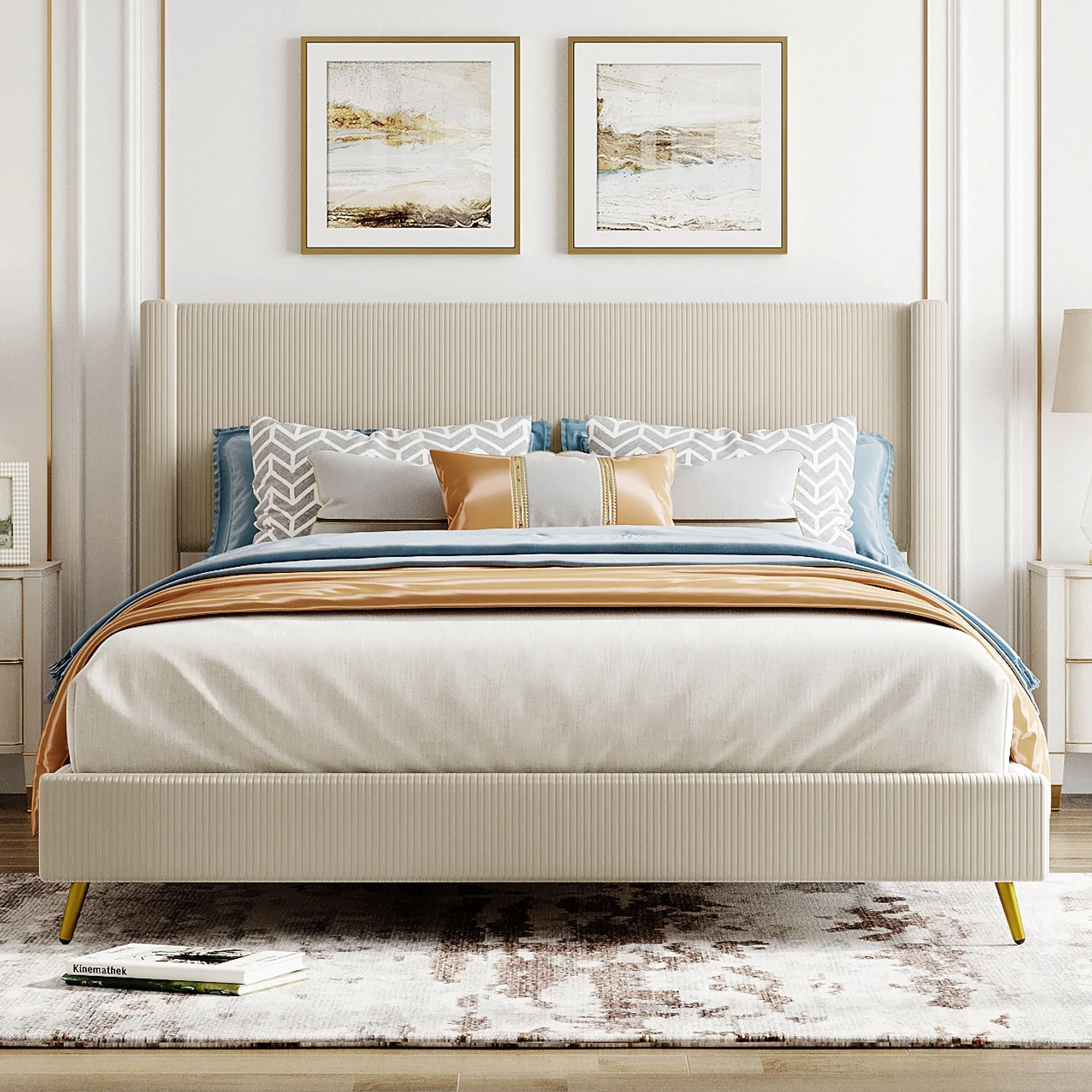 HSUNNS Queen Size Bed Frame, Platform Bed Frame with Corduroy Upholstered Headboard, Modern Bedro... | Walmart (US)