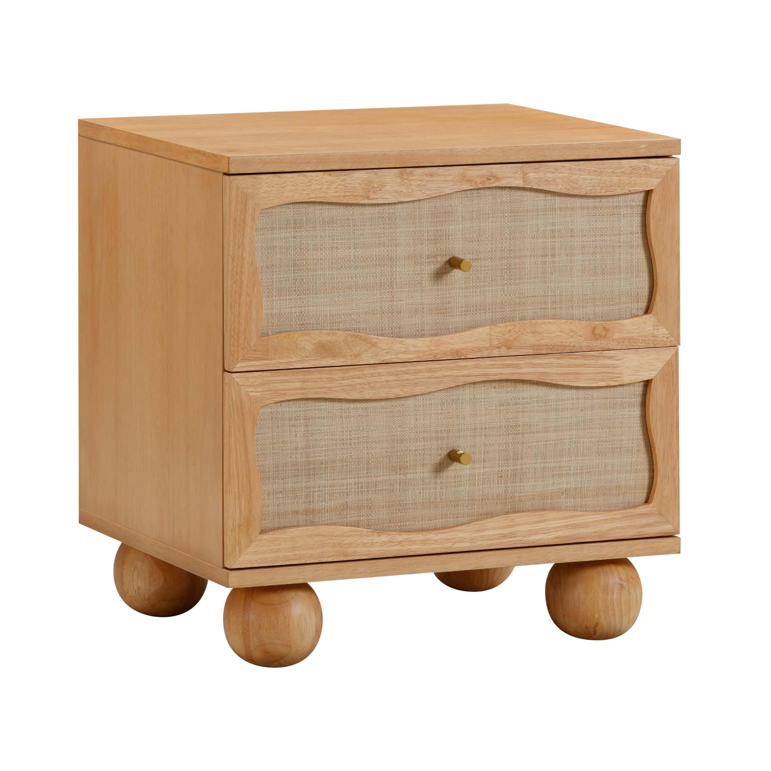 Tov Furniture Grappa Natural Wood & Rattan Wavy Nightstand | Amazon (US)