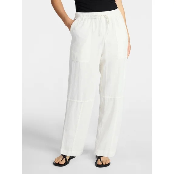 Time and Tru Women's Tapered Linen Blend Pants, Sizes XS-XXXL - Walmart.com | Walmart (US)