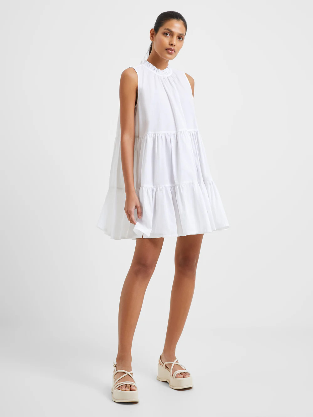 Rhodes Poplin Sleeveless Tiered Dress | French Connection (US)